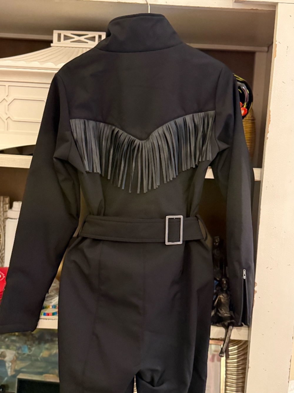 We Norwegians size Large L western fringe belted ski suit black nwt - Picture 9 of 10